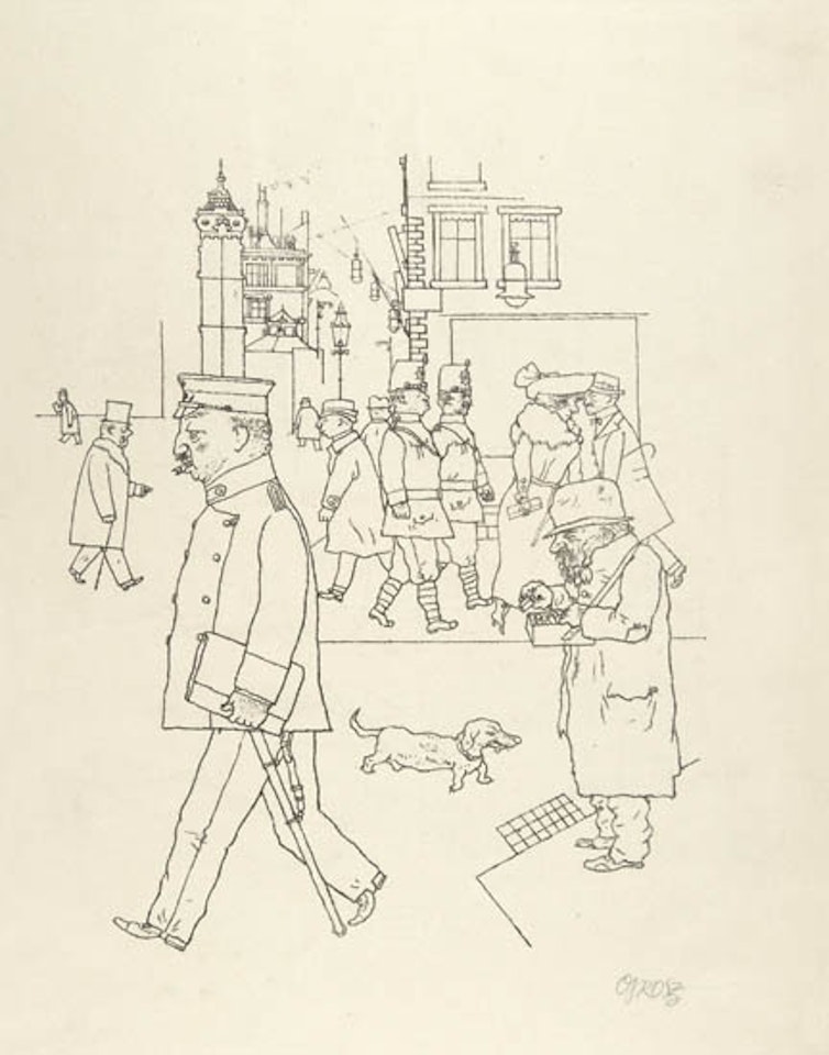 Streichholzverkäufer und Doppelstreife by George Grosz