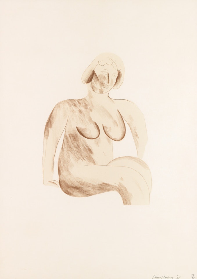 Picture of a Simple Framed Traditional Nude Drawing by David Hockney