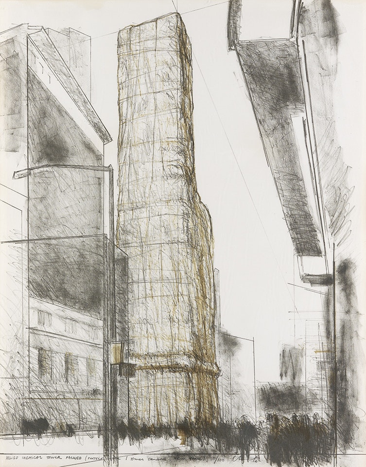 Allied Chemical Tower, Packed, Project for 1 Times Square, New York by Christo