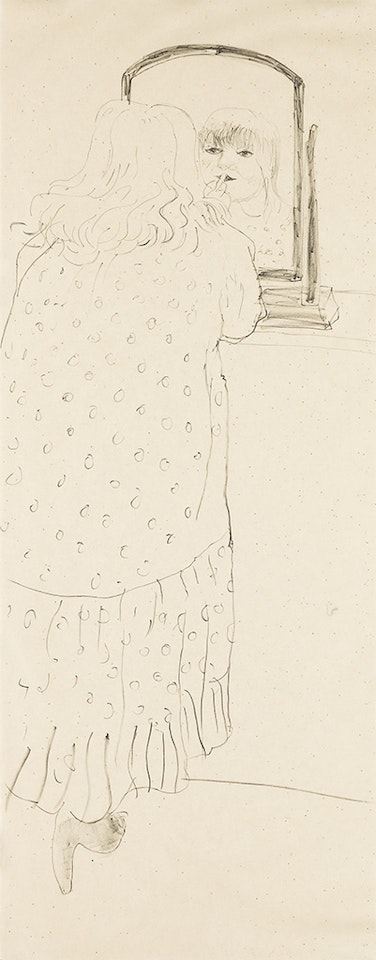 Ann Putting on Lipstick by David Hockney