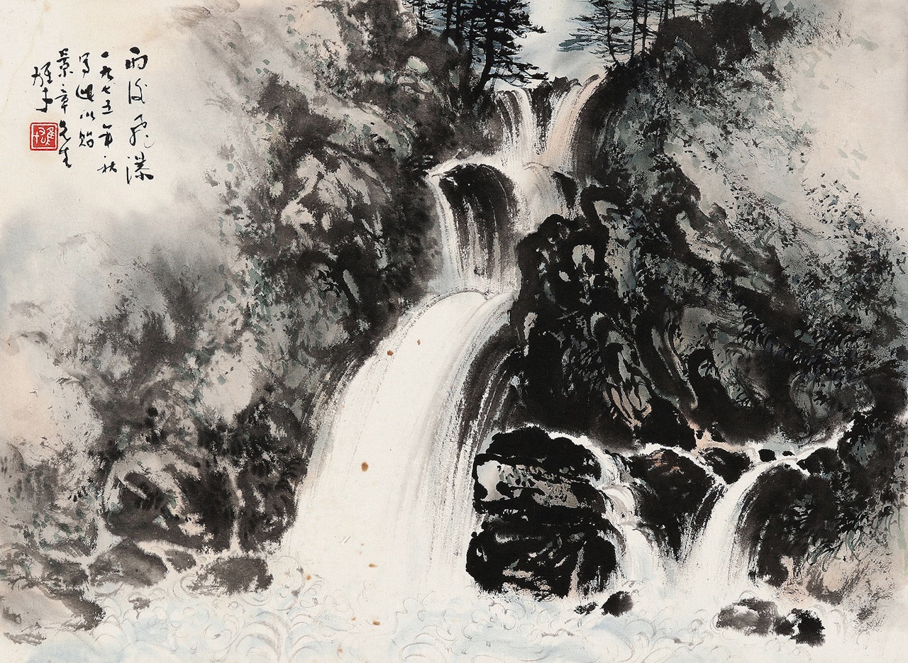 WATERFALL AFTER A RAIN by Li Xiongcai