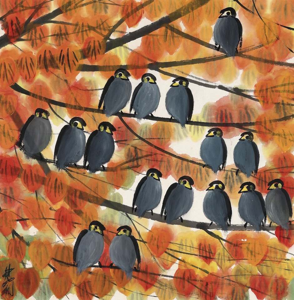 BIRDS WITH AUTUMN LEAVES by Lin Fengmian