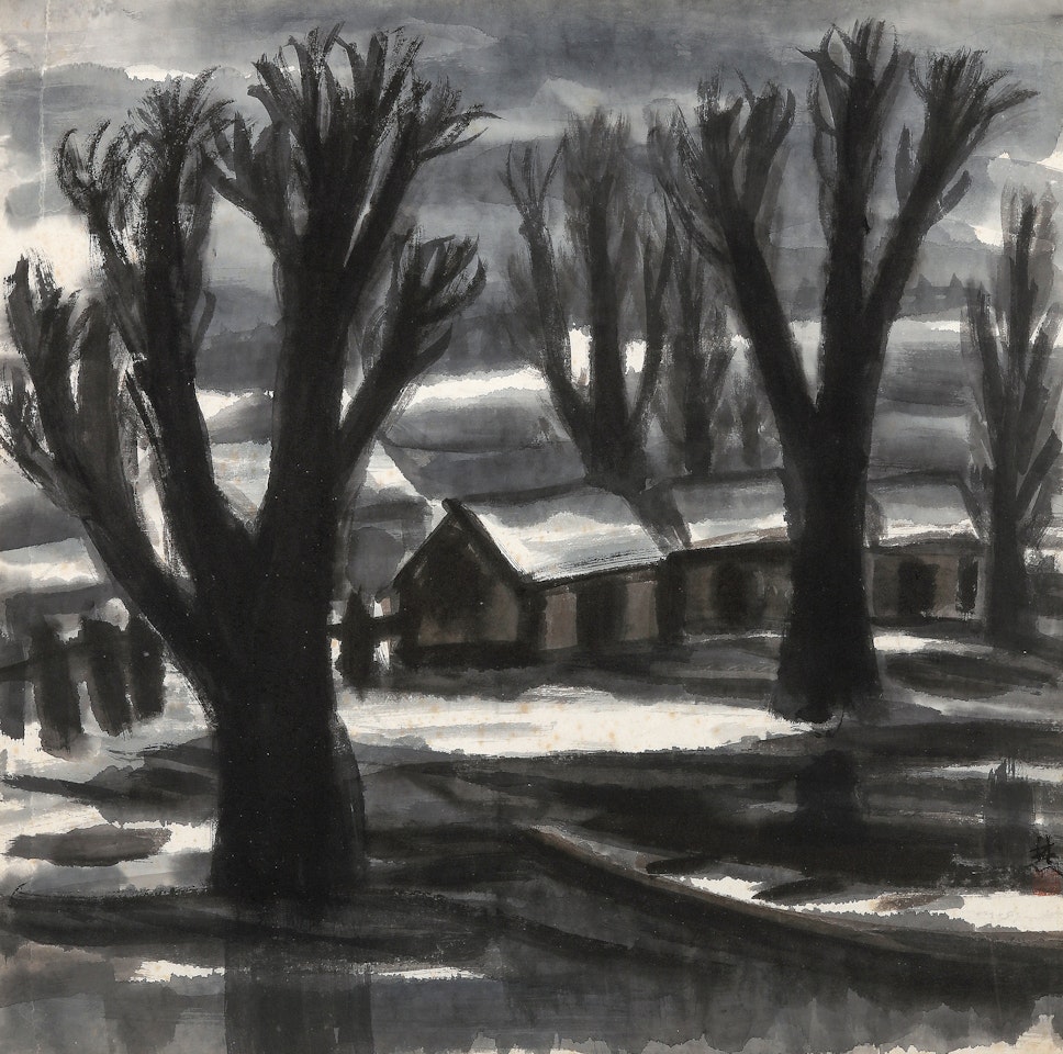 AUTUMN FOREST AND HOUSES by Lin Fengmian