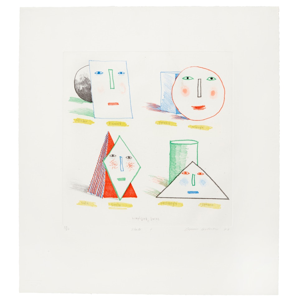 Simplified Faces (MCAT 144, SAC 165) by David Hockney