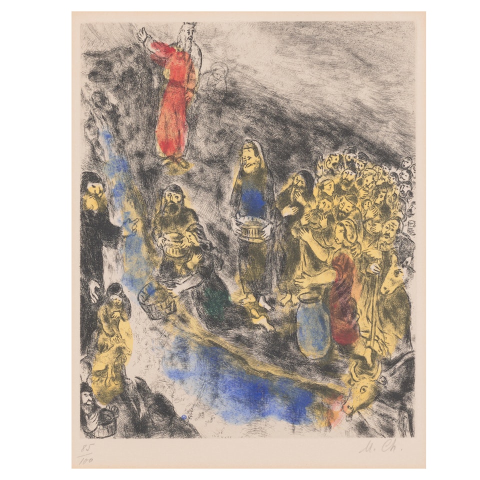 Moïse fait jaillir l"eau du rocher, from La Bible (Vollard 233, Cramer bk. 30) by Marc Chagall