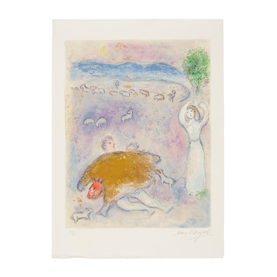 La Ruse de Dorcon, from Daphnis et Chloé (Mourlot 317, Cramer bk. 46) by Marc Chagall