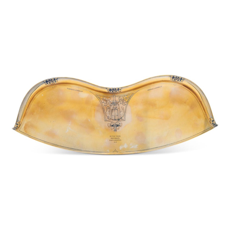 An Unusual American Silver Arts and Crafts Twin Baby Tray by Tiffany & Co.