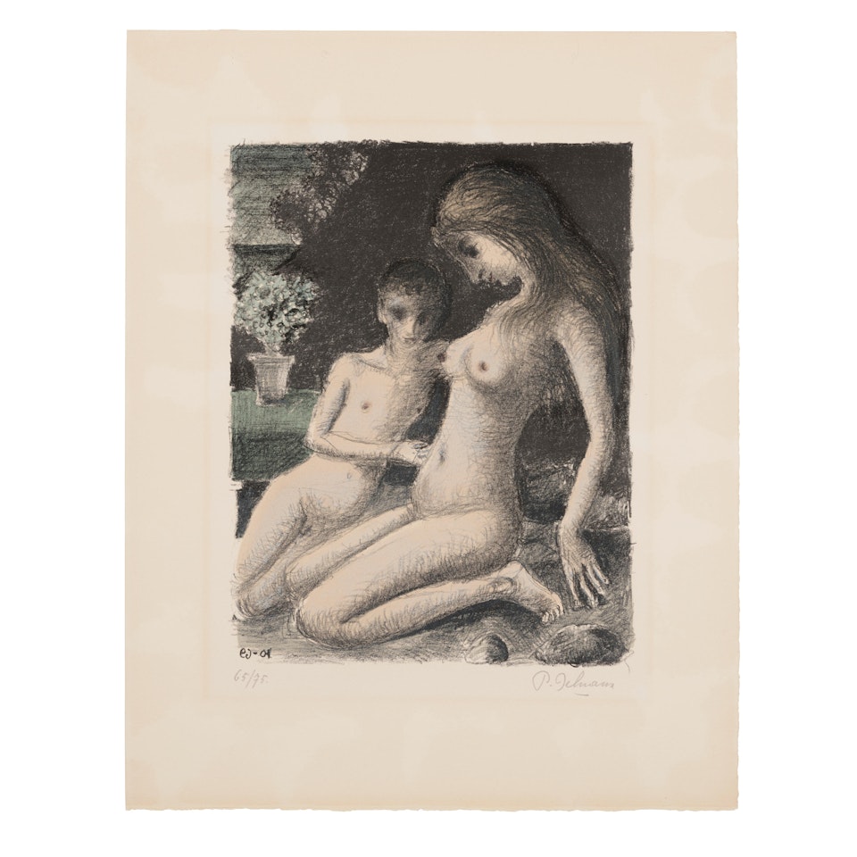 La Rencontre; Blue Azalea (not in Jacob; Jacob 32) by Paul Delvaux