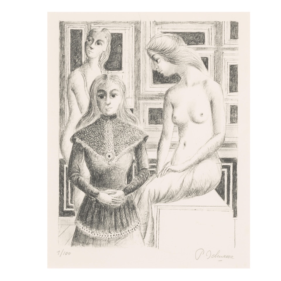 The Doll; Women with Stool (Jacob 65; 94) by Paul Delvaux