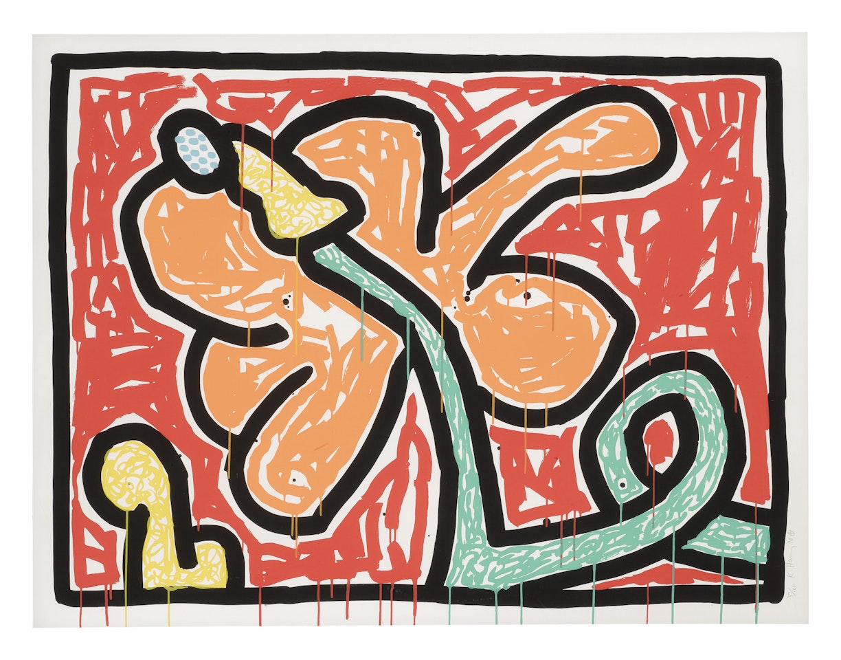 FLOWERS V (LITTMANN P. 167) by Keith Haring