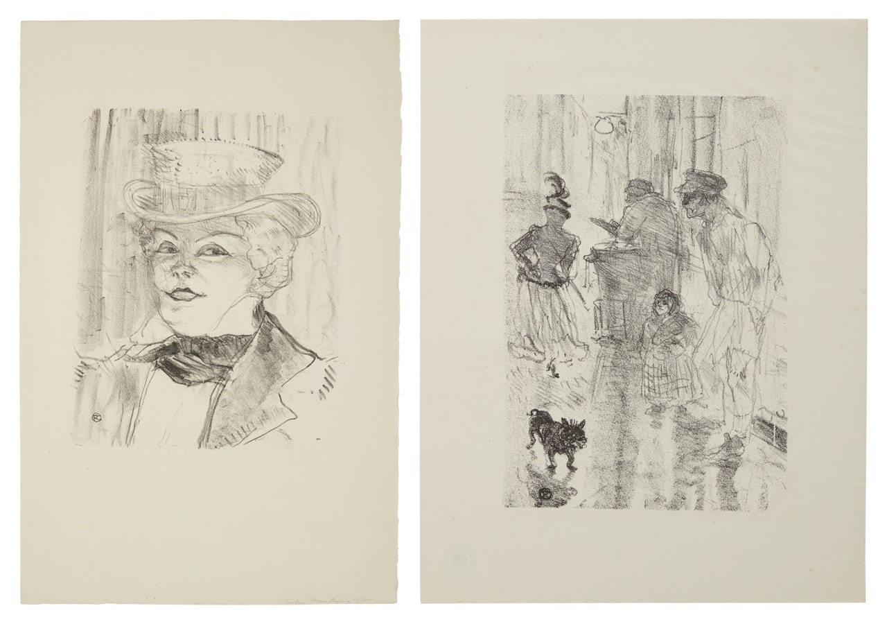 LE MARCHAND DE MARRONS; AND MADAME RÉJANE (DELTEIL 335, 266; WITTROCK 232, 266; ADRIANI 211, 275) by Henri de Toulouse-Lautrec