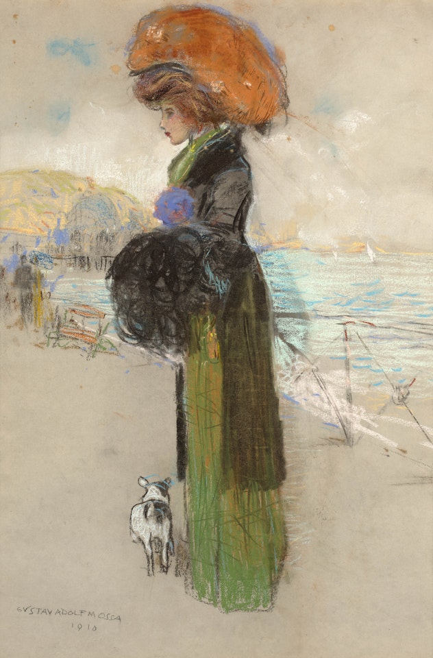 Femme avec chien sur la promenade des anglais by Gustave Adolf Mossa