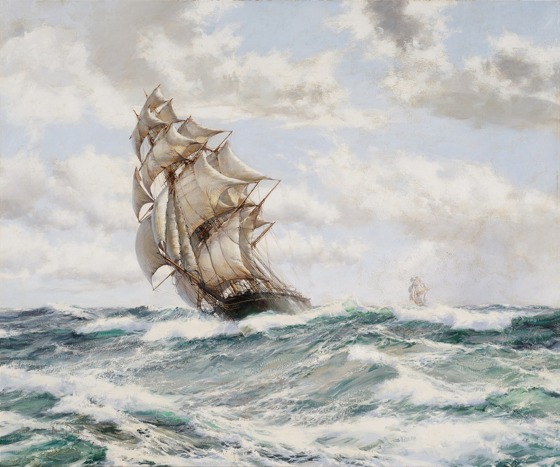 Hard Driving - The “Lightning” and “Red Jacket” by Montague Dawson