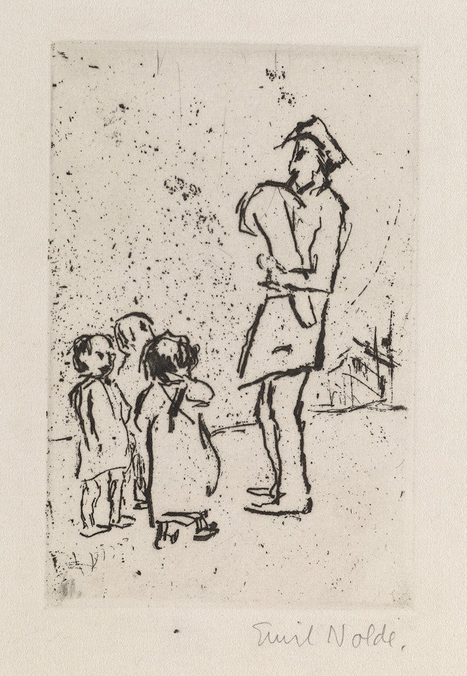 Kinder und Strassenmusikanten by Emil Nolde