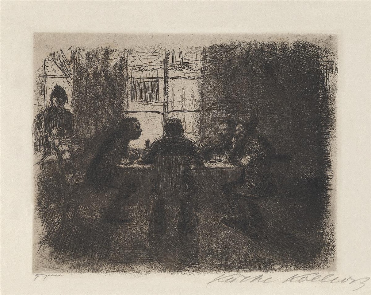 Vier Männer in der Kneipe by Kathe Kollwitz