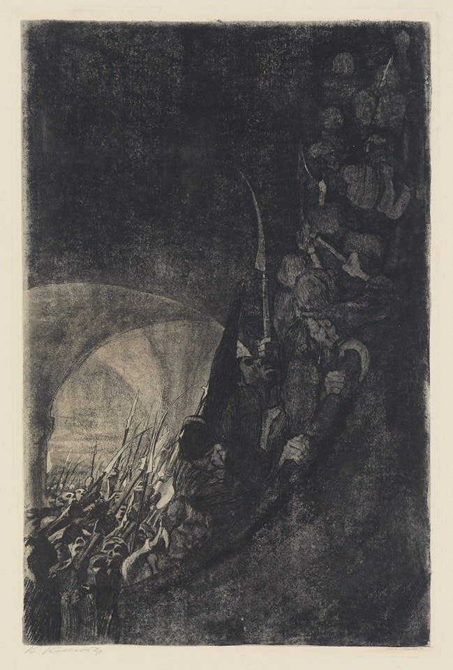 Bewaffnung in einem Gewölbe by Kathe Kollwitz