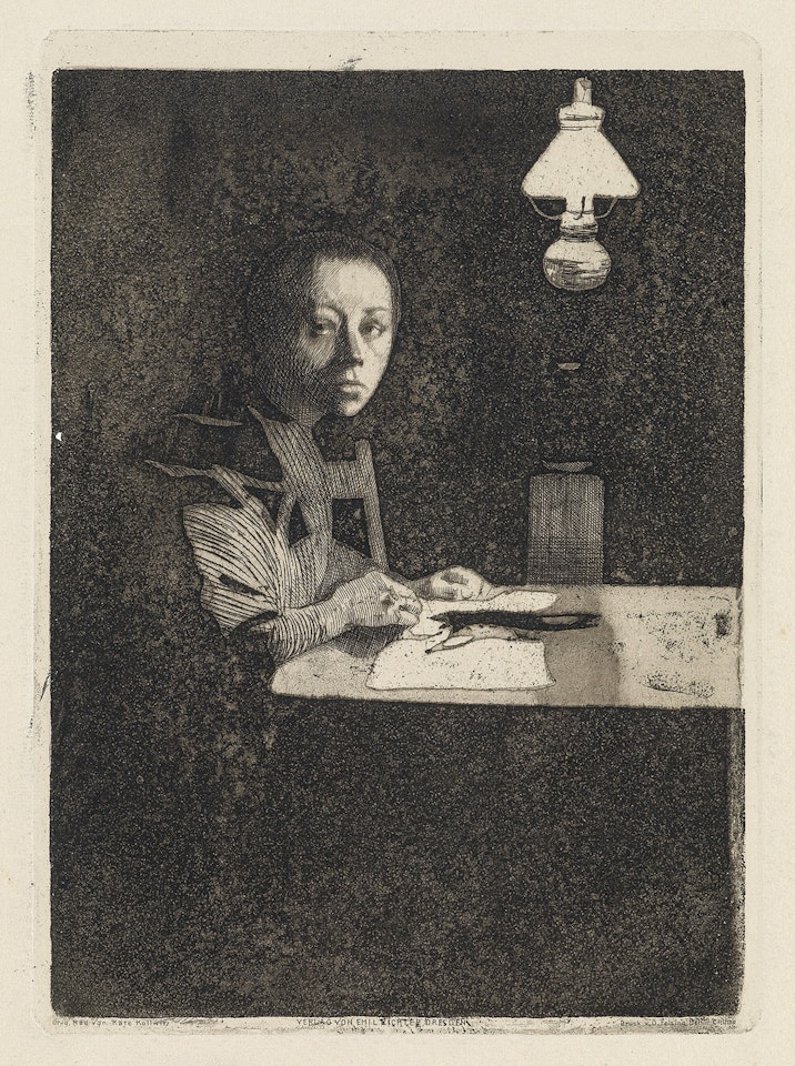 Selbstbildnis am Tisch by Kathe Kollwitz