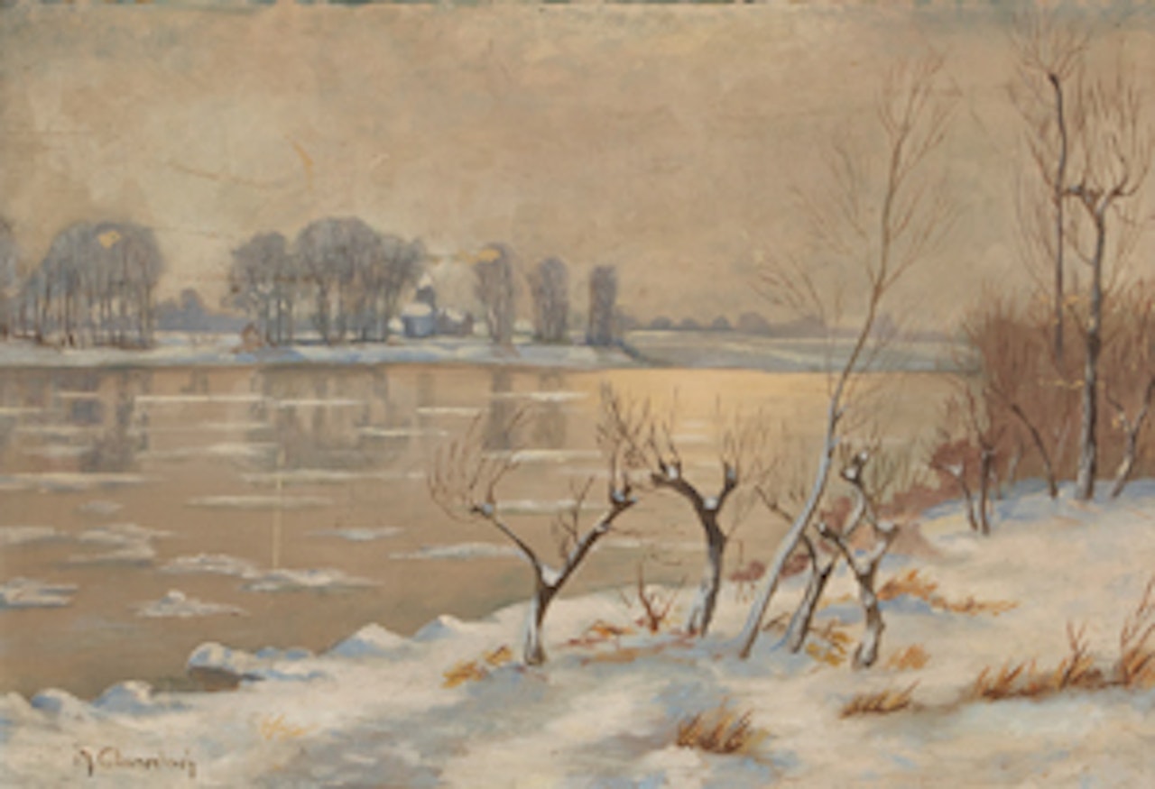 Winter river landscape by Max Clarenbach