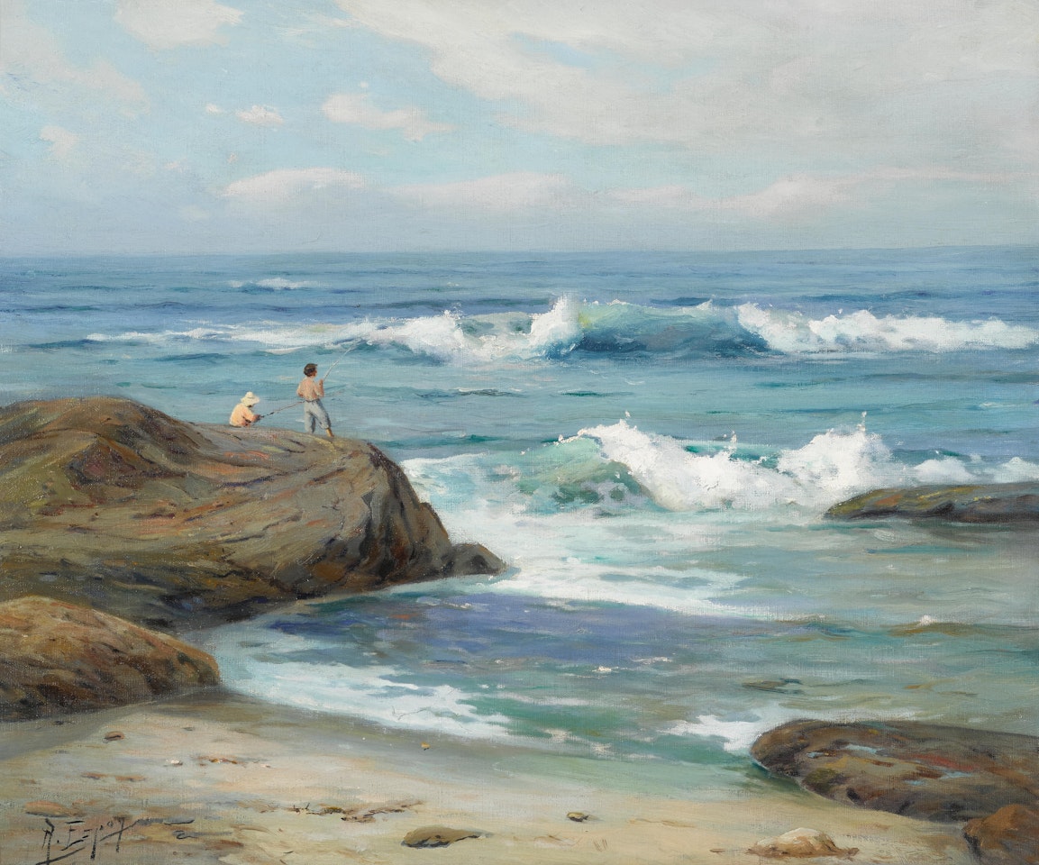 Fishing in the surf by Angel Espoy