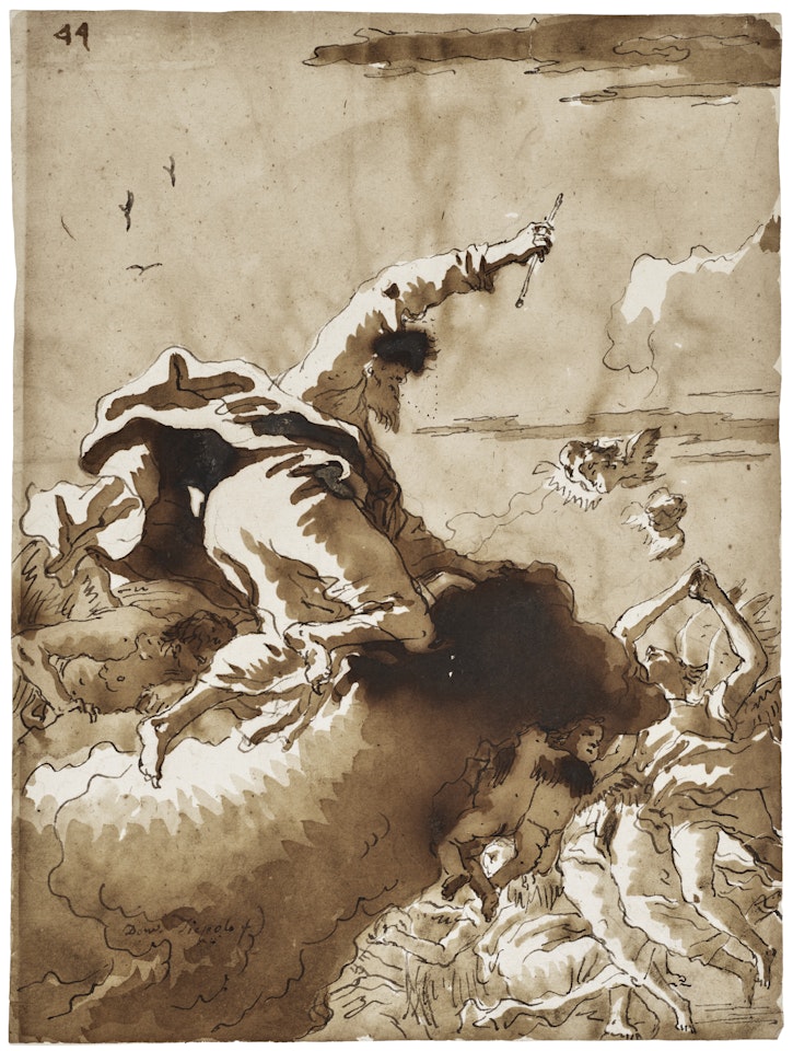 God the father on a cloud supported by an angel and cherubs by Giovanni Domenico Tiepolo