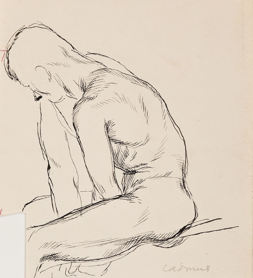 5 drawings of male models by Paul Cadmus