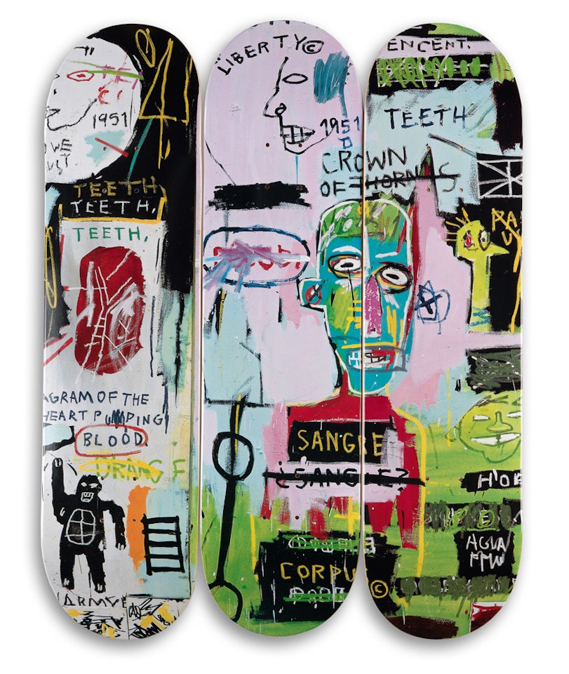 Skateboard Triptych: In Italian by After Jean-Michel Basquiat