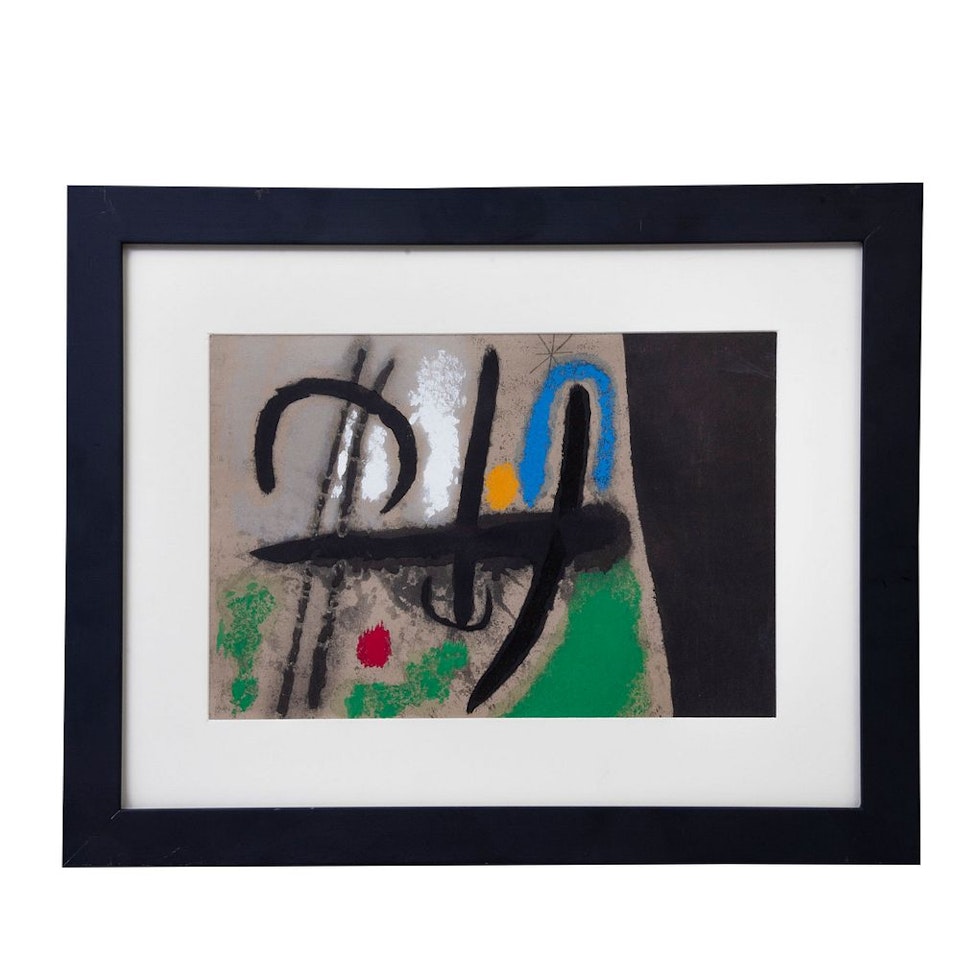 From the series Cartones; 16: Oiseaux dans un Paysage (16: Birds in a Landscape) by Joan Miró