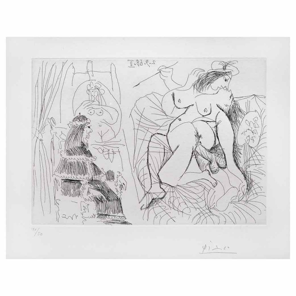 Raphael and the Fornarina XI: The Pope is silent in his armchair, from the "347 series" by Pablo Picasso