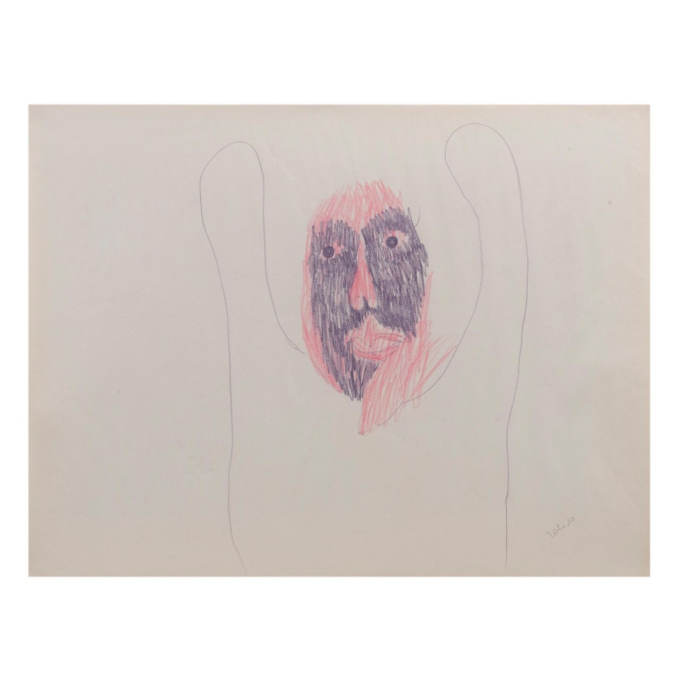 Self-portrait with arms raised by Francisco Toledo