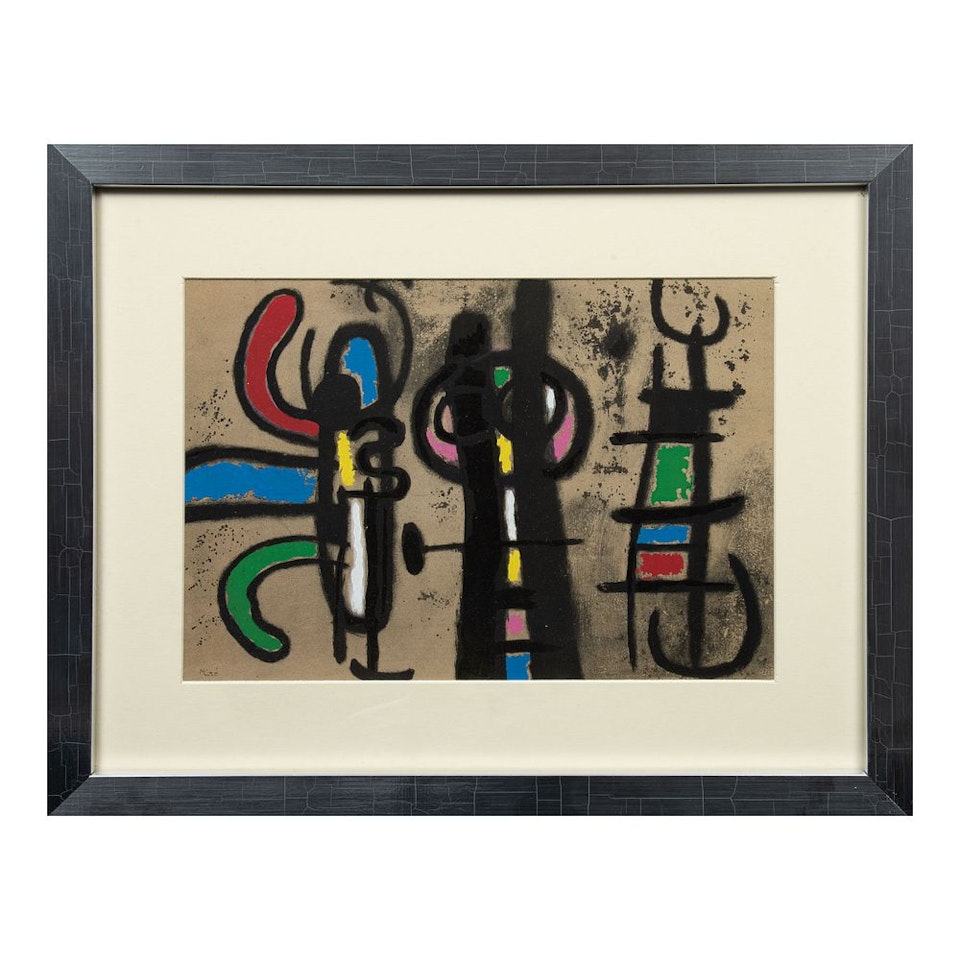 18: Personnage et oiseaux, from the series Cartones by Joan Miró