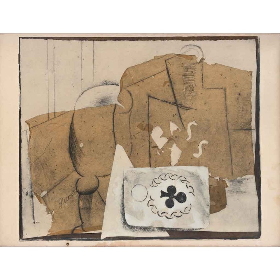 Bouteille verre et cartes (Crystal bottle and cartulinas) by Pablo Picasso