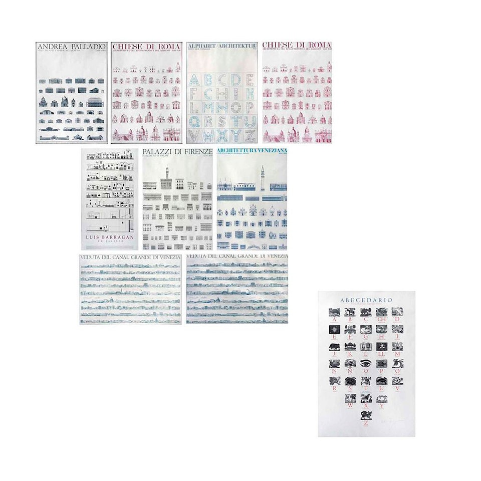 Alphabet; ARCHITECTURE POSTERS. Churches of Rome, Venetian Architecture, Luis Barragán, Palazzi de Firenze, View of the Grand Canal of Venice, Alphabet Architecture, Andrea Palladio by Various Artists