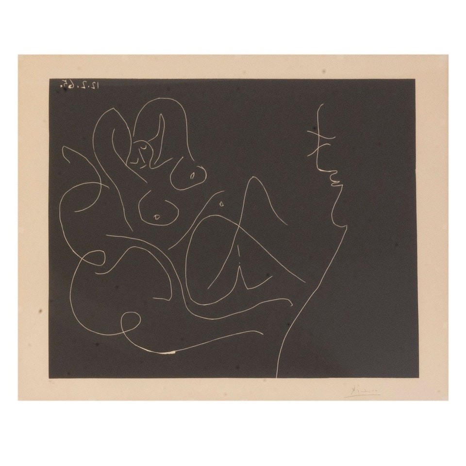 Painter and model in rocking chair by Pablo Picasso