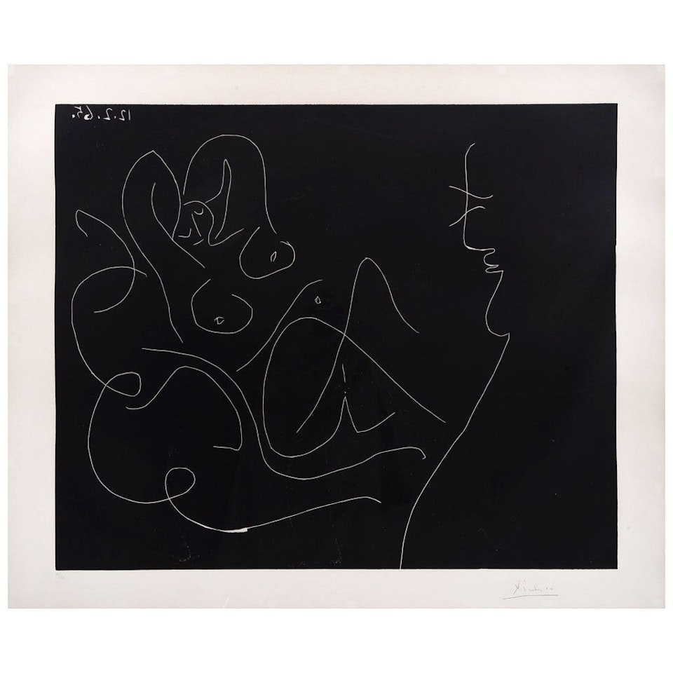 Painter and model in rocking chair by Pablo Picasso