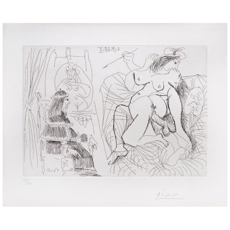 Raphael and the Fornarina XI: The Pope is silent in his armchair, from the 347th series by Pablo Picasso