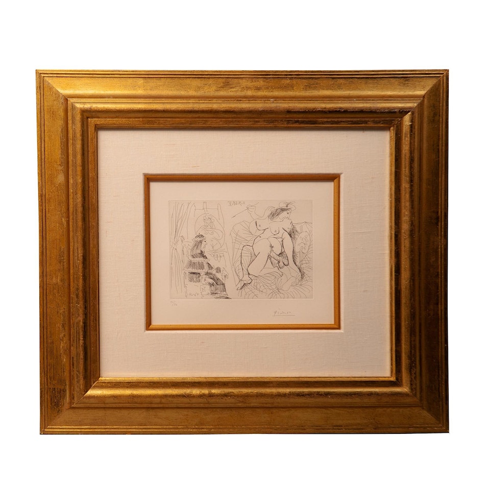 Raphael and the Fornarina XI: The Pope is silent in his armchair, from the "347 series" by Pablo Picasso