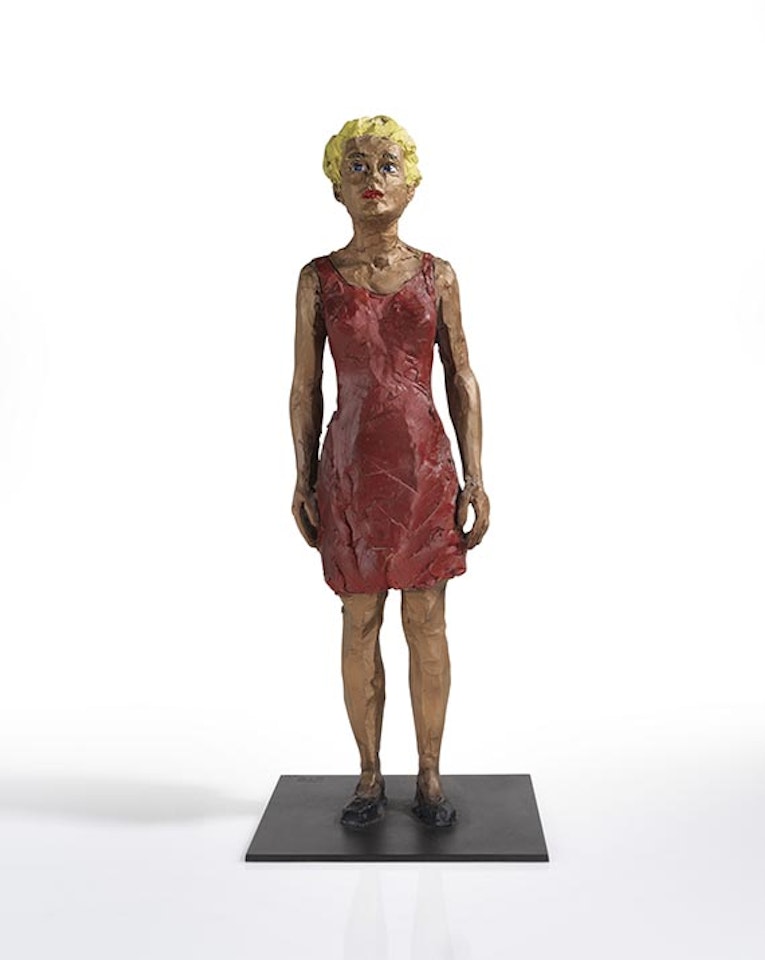 Frau in rotem Kleid by Stephan Balkenhol