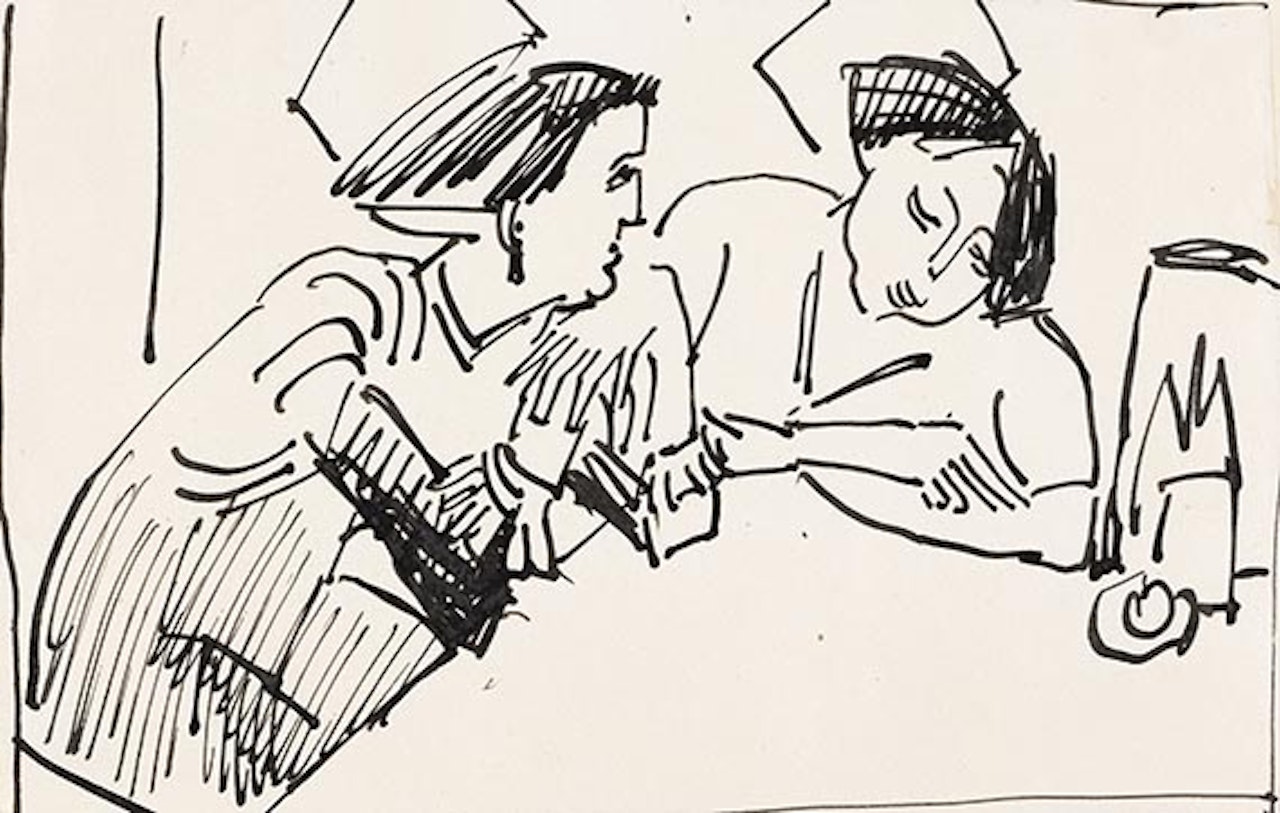 Zwei Frauen am Tisch by Ernst Ludwig Kirchner