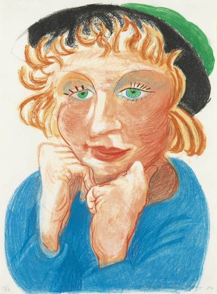 Celia with Green Hat by David Hockney
