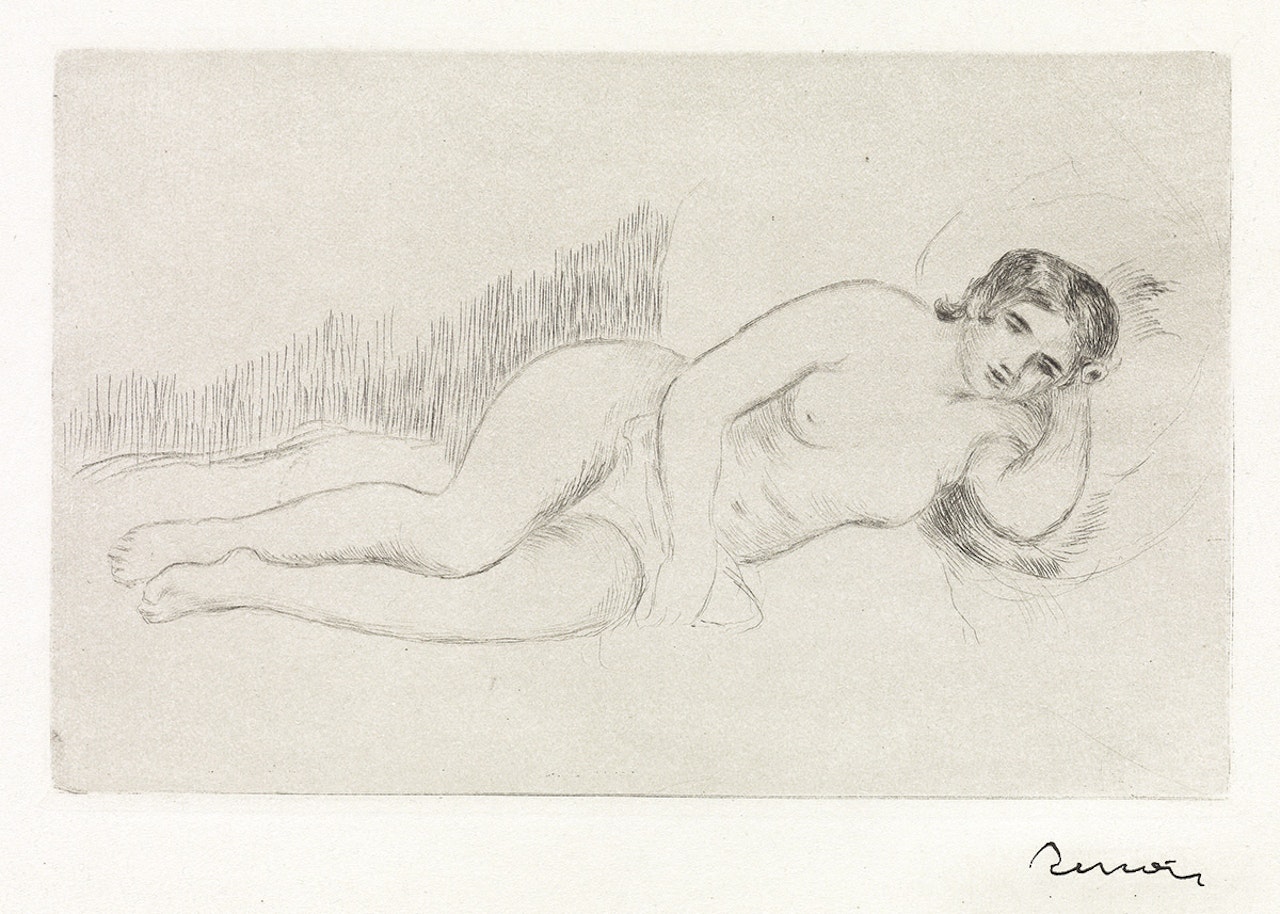 Femme nue couchée , 1re planche by Pierre-Auguste Renoir