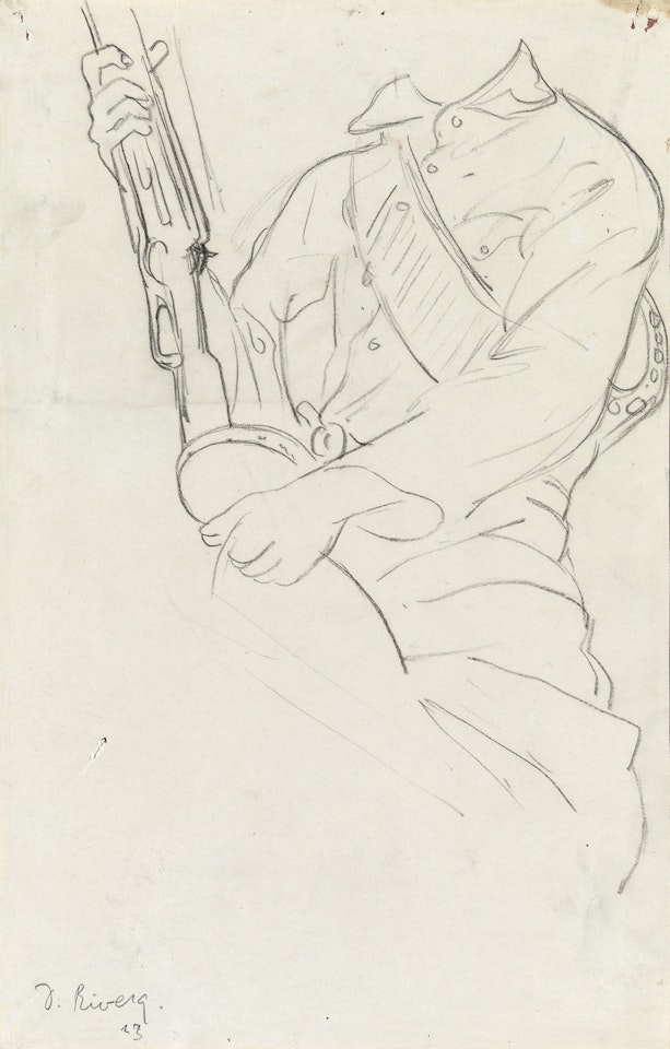 Study for "Un Maestro Protegido por Soldados Revolucionarios." by Diego Rivera