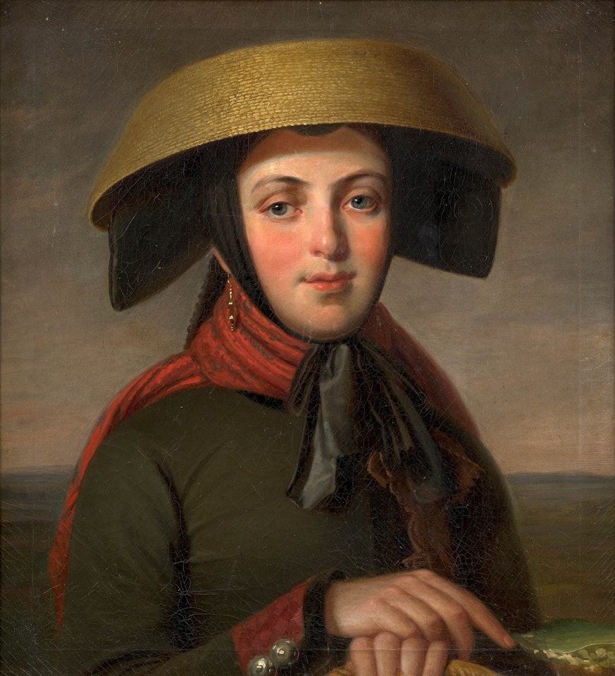 Portrait d"une vendeuse de muguet by French School