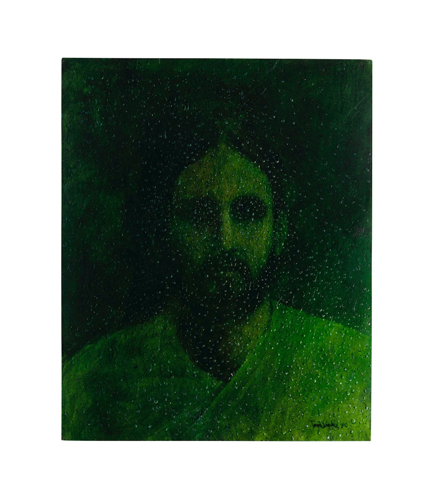 Jesus tras un cristal con gotas de lluvia by Tomas Sanchez