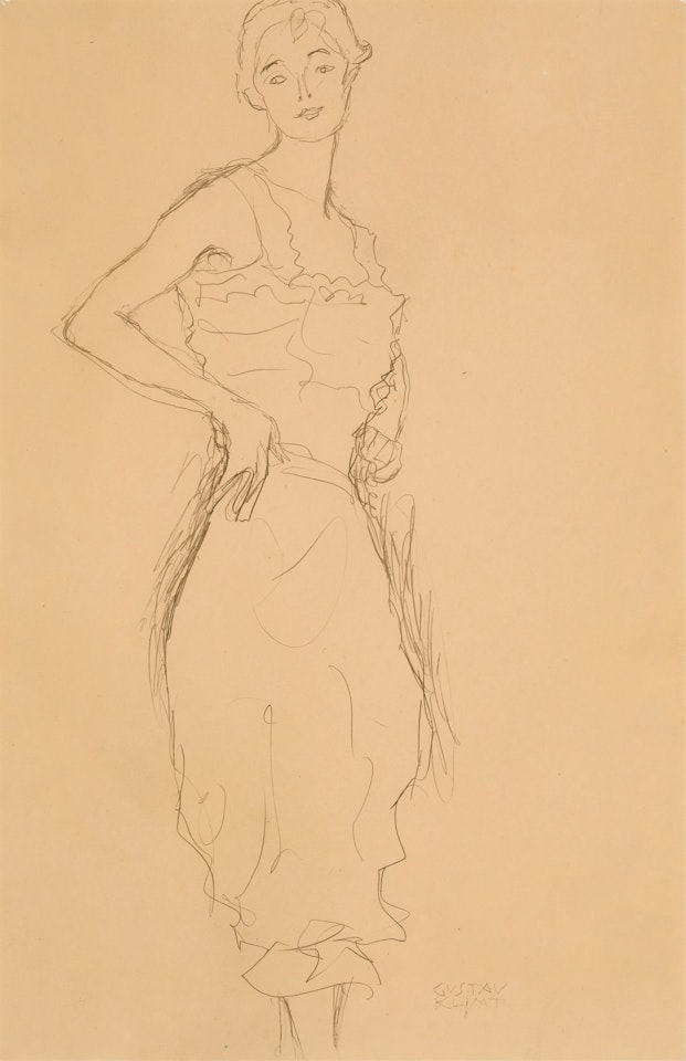Stehende junge Frau (Studie im Zusammenhang mit der "Die Tänzerin") (Standing Young Woman (Study related to "The Dancer")) by Gustav Klimt