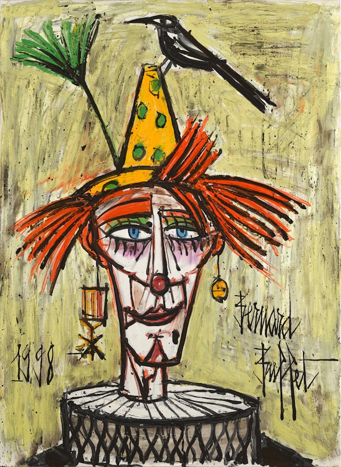 Clown à l"oiseau by Bernard Buffet