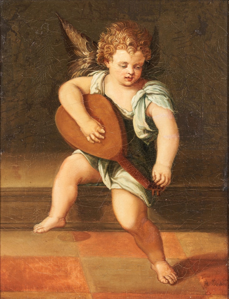 CHERUB WITH LUTE by Continental School
