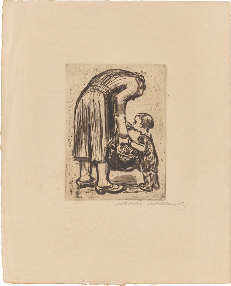 ”Stehende Mutter, ihr Büblein fütternd” by Kathe Kollwitz