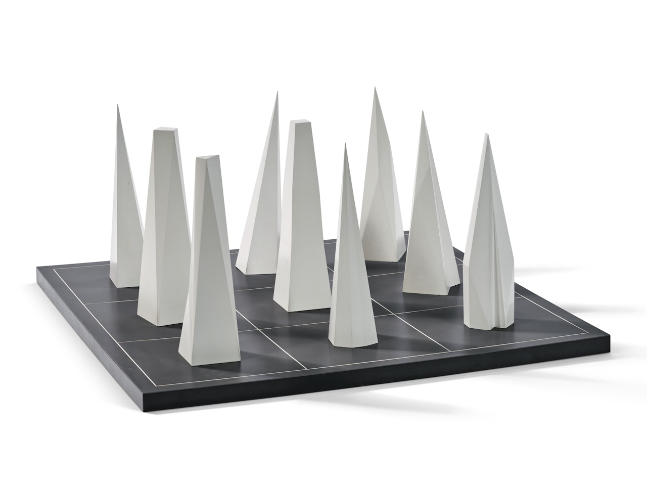 Nine Pyramids on a Nine Part Grid by Sol LeWitt