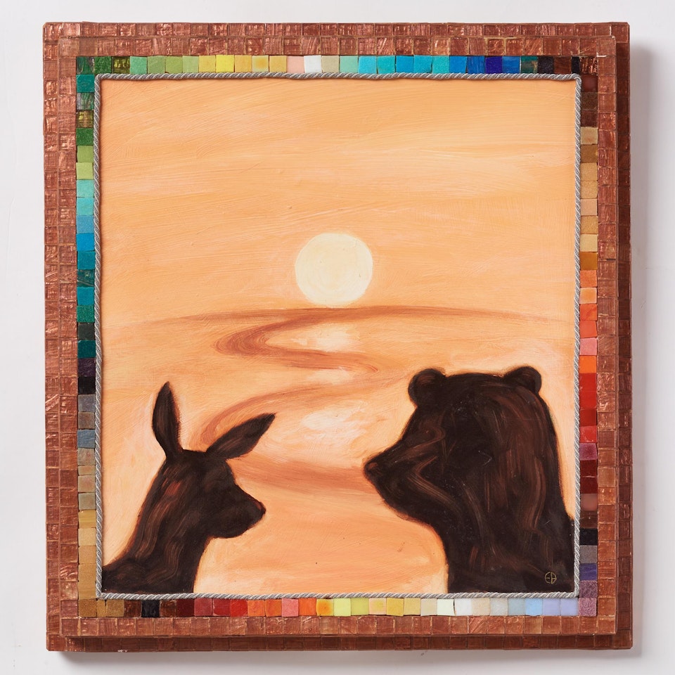 Ernst Billgren, Bear and reer at Sunset by Ernst Billgren