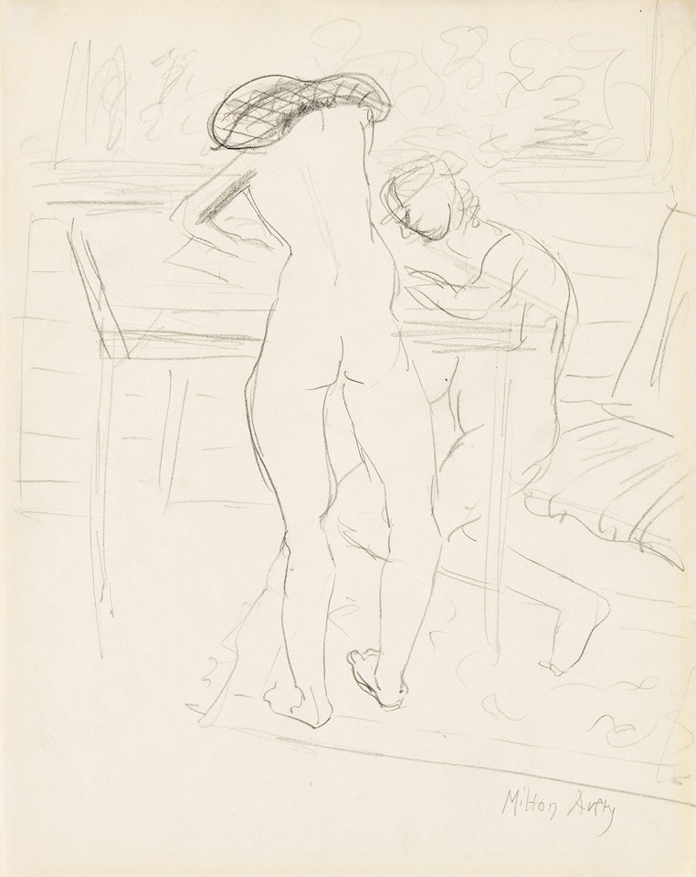 Two Female Nudes at a Drawing Table by Milton Avery